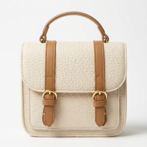 Krevista Style Beige faux leather ladies handbag.